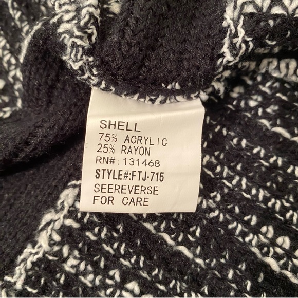 Fate By LFD Boho Fringe Black/White Open Cardigan, Size S - Picture 11 of 12